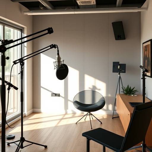 Imagem da gravaäão de um podcast no estüdio